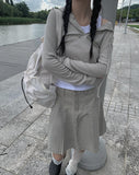 Niche Shirring Crop Hood Long Sleeve T-shirt