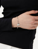 Pebble Heart Silver T-Bar Chain Bracelet
