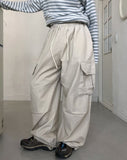 Pona Pintuck Washed Diagonal Cargo Pants