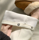 Hem Snap Corduroy Diagonal Cut Long Wide Banding Pants