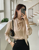 Credi Satin Tie Shawl Blouse