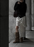 Autumn Lace Tiered Unbalanced Skirt