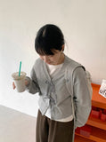 Koue Crop Ribbon Cardigan