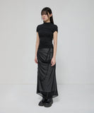 Asymmetrical Draped Mock Neck T-Shirt
