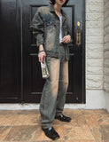 Desert washed wide denim