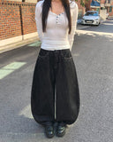 [Non-Fade] Genji Stud Pocket Balloon Fit Denim Long Pants