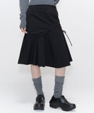 Shirring ruffle midi skirt