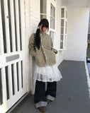 Henro High Neck Vintage Overfit Bomber Jacket