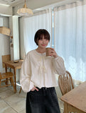 Ryoku Flower Punching Round Ribbon Cardigan