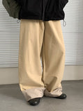 Monique Check Color Matching Cotton Wide Banding Pants