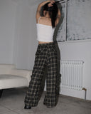 Maku checkered pocket long wide pants