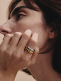 Champagne Full Moon Slim Silver Ring M