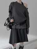 Toggle Boat Neck Loose Fit Long Sleeve Tee