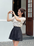 Huilin Ribbon Puff Blouse