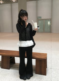 Gala See-Through Hood Crop Knit Cardigan