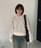 Jaycoo Crop Stripe Sweatshirt