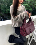 Mishu Color Matching Layered Loose Fit Long Sleeve Knit