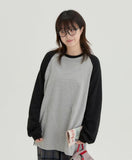 [BAONHAUS] Wake color matching raglan round long sleeve tee