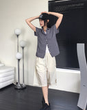 Ct Side Snap Button Nylon Half-Length Bermuda Pants