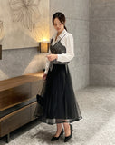 Nello Tweed Bustier Puff Blouse (Belt Set)