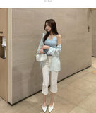 Lace Sleeveless Wrinkle Loose Fit Shirt Scrunchie Three-Piece Set