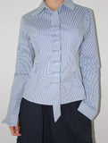 [STRAP SET] TIE-ON STRIPE SHIRT