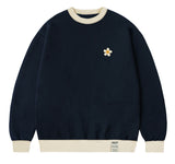 Cream Flower Dot Color Matching Sweatshirt