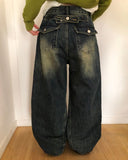 Seyou Backpoint Adjust Washed Denim Pants