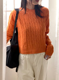 Rolf Cable Round Crop Long Sleeve Knit