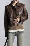 Crop Stiff Leather Jacket