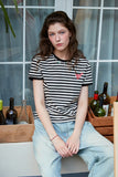 Muffin Heart Stripe CROP Ringer Tee