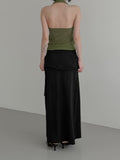 Scar Drape Layered Wrap Long Skirt