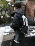 HAIRY LINE KNIT HOOD ZIP-UP