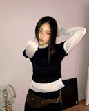 Horin Shirring Half Turtleneck Short Sleeve T-Shirt