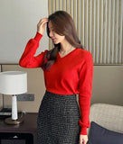 Yonid V-neck plain knit