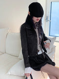 Niven Vintage Black Denim Span Cropped Denim Jacket