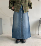 Tomoni Vintage Denim Washing Long Skirt