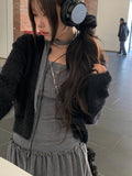[Tie SET] Alan Muffler Button Shirring Sleeveless One Piece