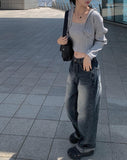 Lara Denim Wash Wide Pants