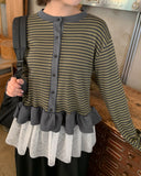 Kunie Stripe Frill Cardigan