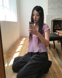 Ridge Check Puff Shirring Blouse