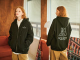 Trembling Bear Embroidery Brushed Hood Zip Up