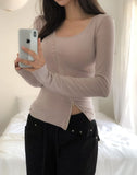 Hiko Unbalanced Button Zipper Long Sleeve