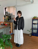 Mopen Nylon Banding Balloon Long Skirt