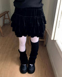 Doyu Velvet Tiered Mini Skirt
