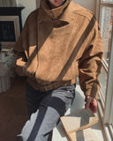 Seidon Suede High-Neck Rider Jacket