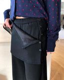 [Layered SET] Yuran Brushed Wrap Button Skirt Bootcut Banding Long Pants