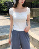 Yui Lace Shirred Puff Short Sleeve