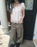 Colf back banding wide pants