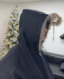 Rat Fur Hooded Bomber Jacket